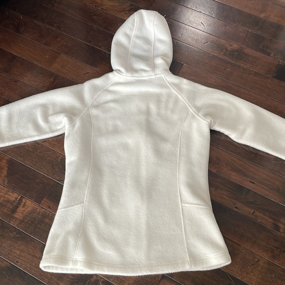 Columbia full zip hooded fleece jacket Cream Womens size M Warm Comfy Neutral - Picture 9 of 12